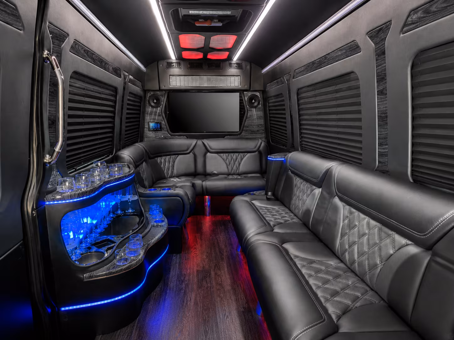 palm beach gardens 15 passenger party bus inside