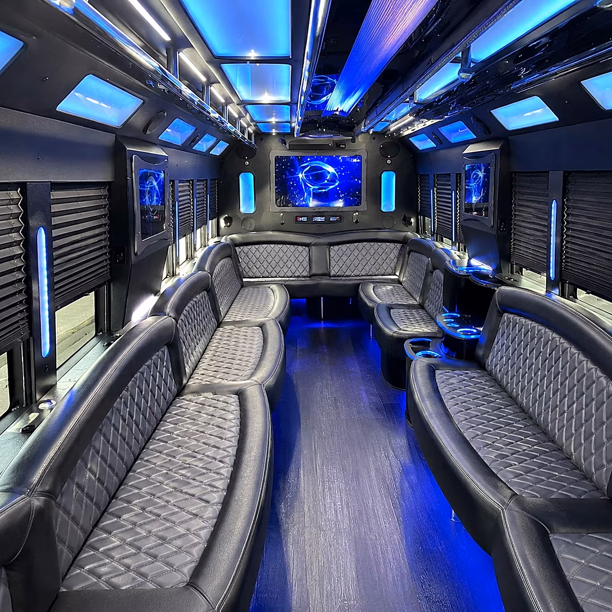 palm beach gardens 50 passenger party bus interior